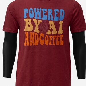 NWT Port & Company "Powered By AI & Coffee" Burgundy 2XL Tee